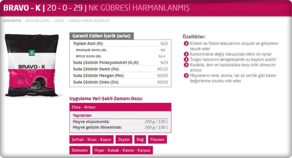 Renklendirici, İriltici, Aroma Verici BRAV0-K  (1 Kg)(Potasyumlu Gübre)
