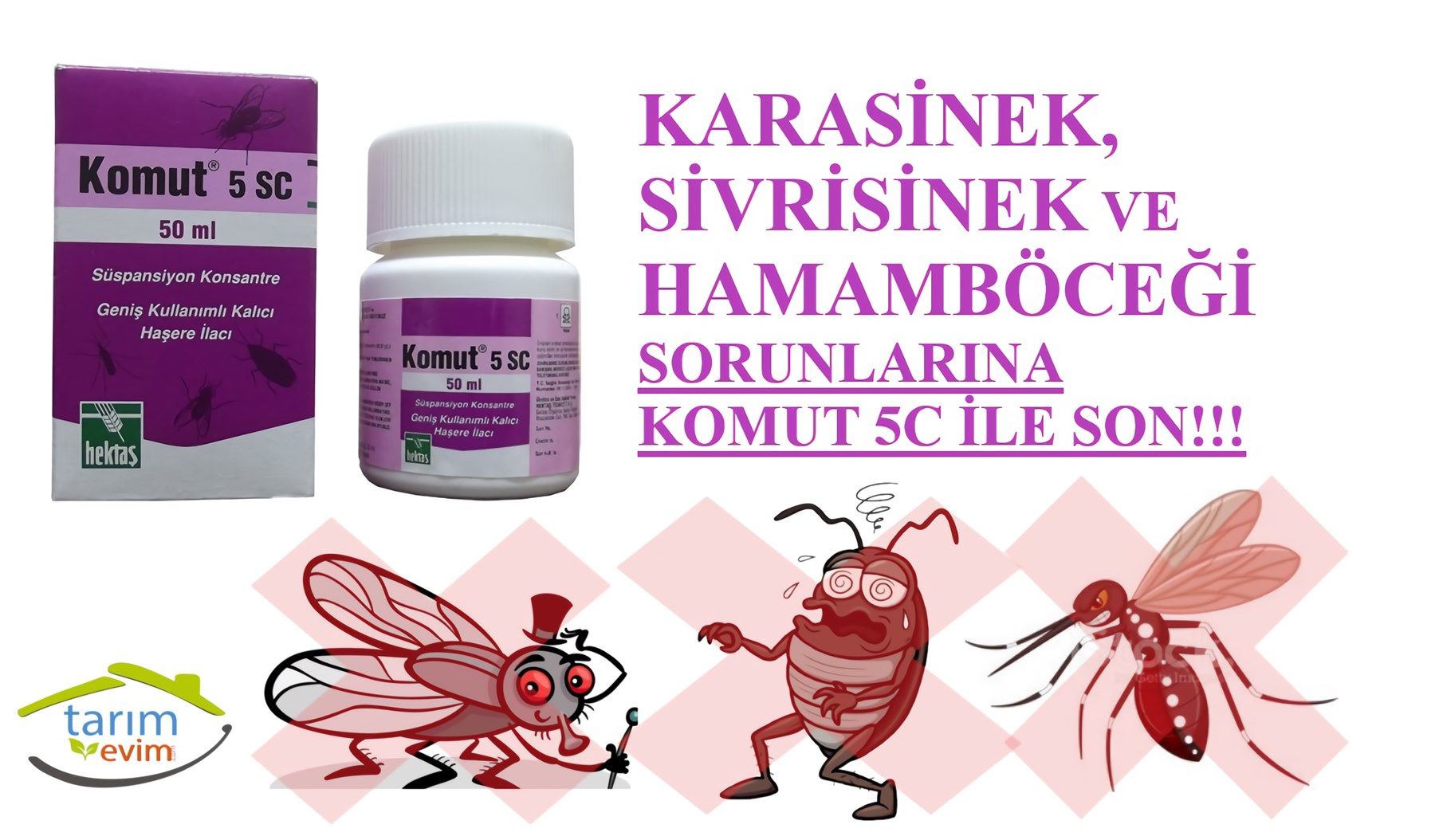 HEKTAŞ Komut 5 SC 50ml Karasinek, Sivrisinek Hamam Böceği İlacı