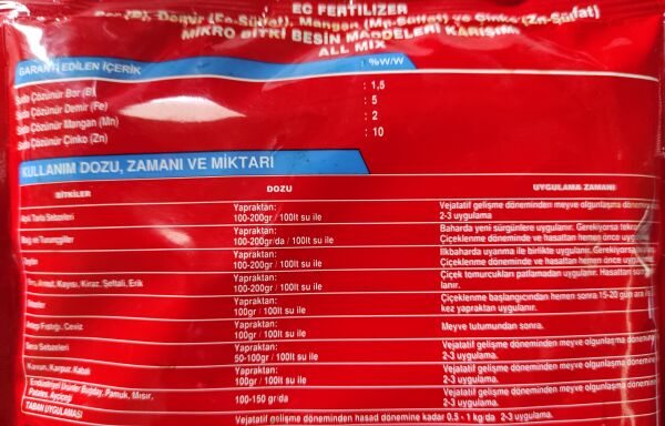 ALL MİX 1 kg Mikro Bitki Besin Karışımı