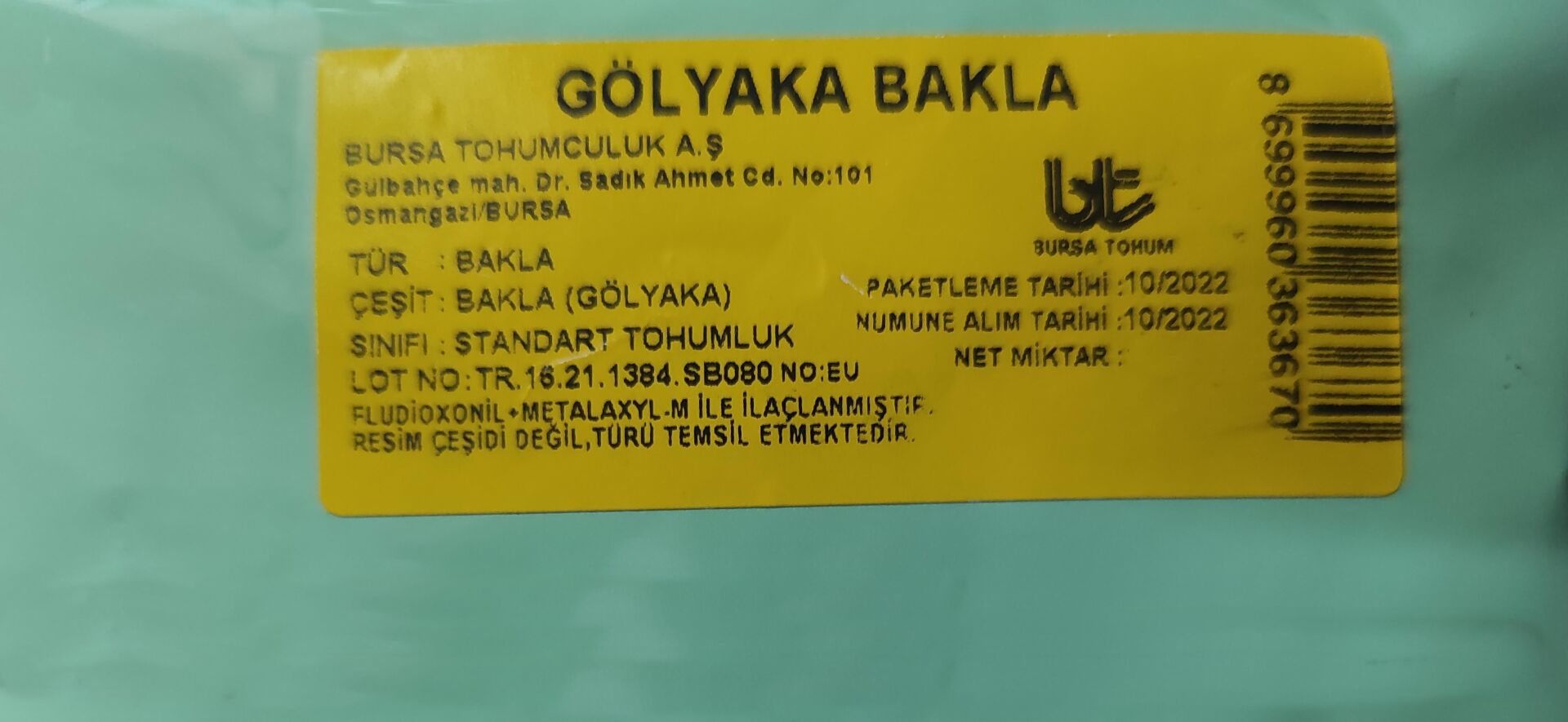 Bursa Tohum Gölyaka Bakla Tohumu 250 gr