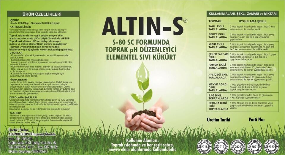 Altın-S Elementel Sıvı kükürt S-80 SC 1 litre