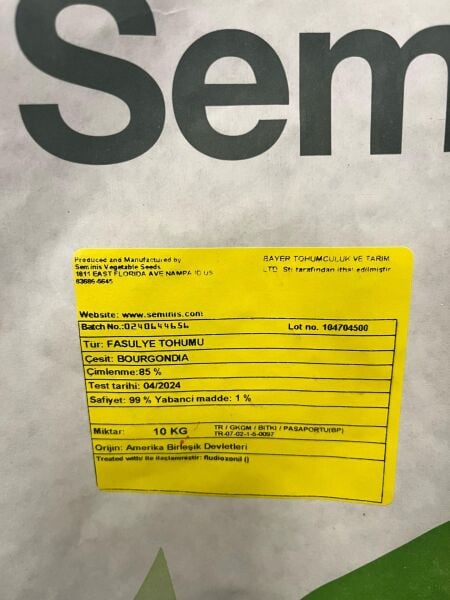 Bourgondia Fasulye Tohumu (10 Kg) Seminis