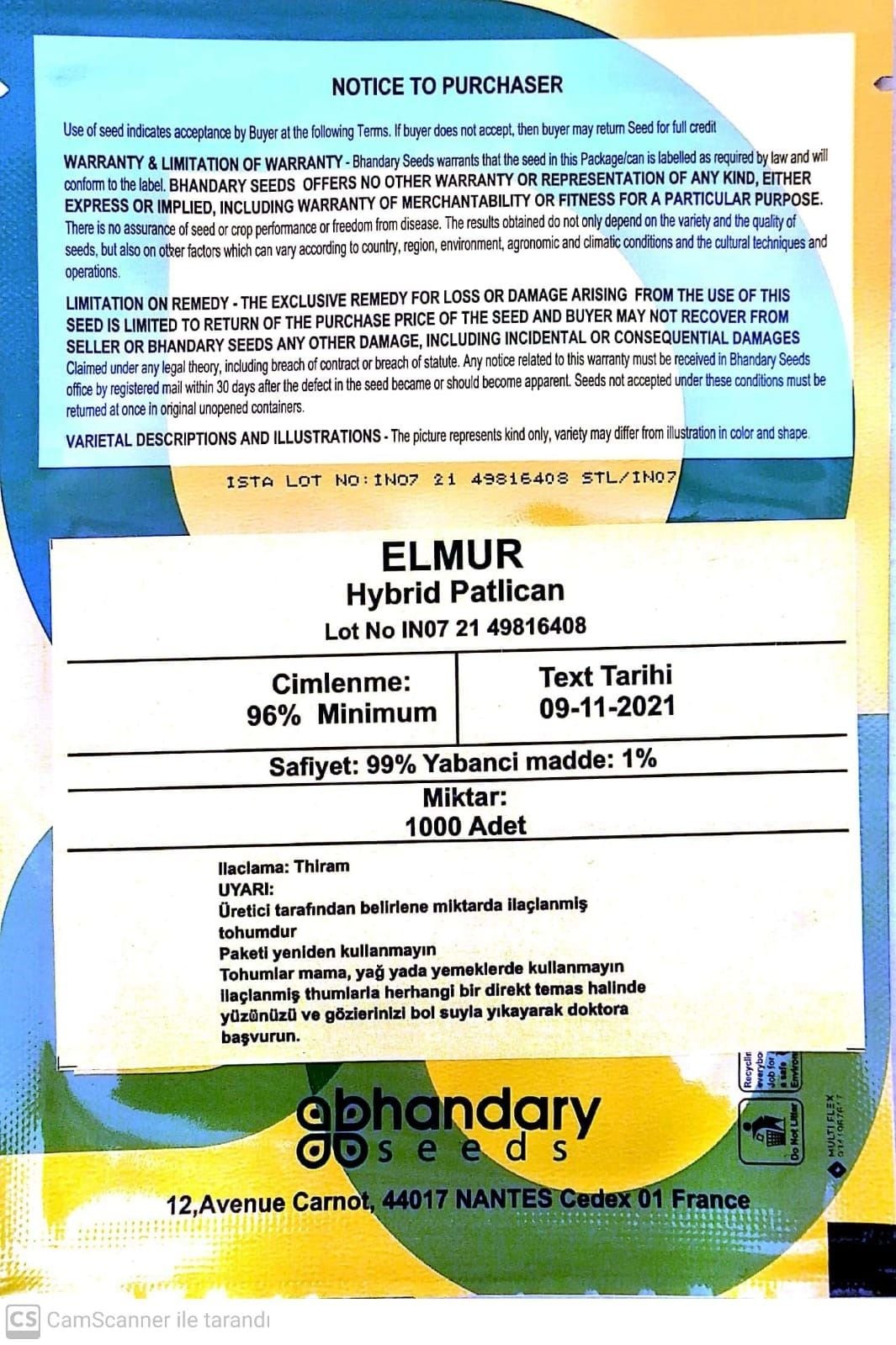 Elmur F1 Patlıcan Tohumu (1000 çk) Hibrit  Anamur Tipi Uzun