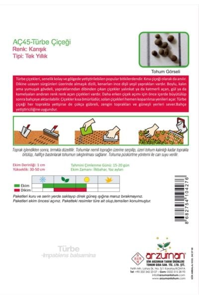 Türbe Çiçeği (ımpatiens Balsamina) Çiçek Tohumu 30 Adet