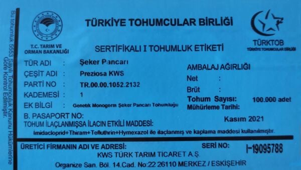 KWS PREZİOSA ŞEKER PANCARI TOHUMU (1 Ünite)