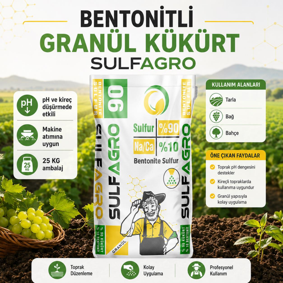 Sulfagro Bentonitli Granül Sülfür 25 Kg