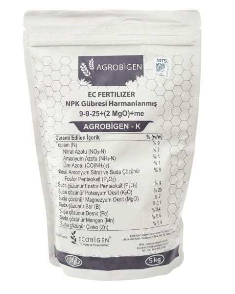 Potasyumlu NPK Gübresi 9-9-25+(2 MgO)+Me (5 Kg) AGROBİGEN