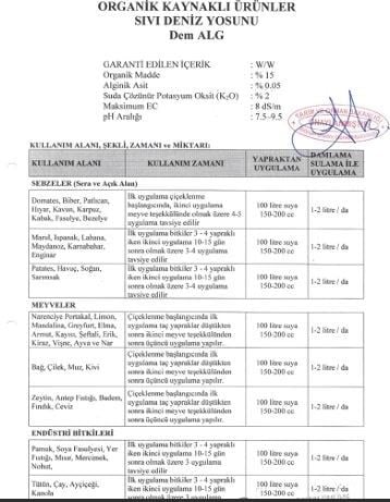 Sıvı Deniz Yosunu 1 Litre Dem ALG(Tüm Bitkilerde Kullanılabilir)