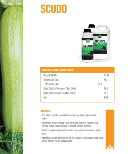 Scudo (4-0-6+7SO3) Sıvı Organomineral Gübre 1 litre