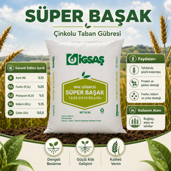İGSAŞ Süper Başak Çinkolu Taban Gübresi 50 kg