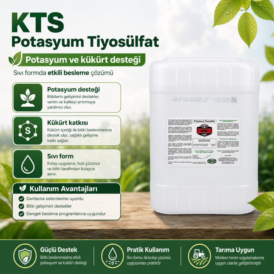 KTS Potasyum Tiyosülfat Sıvı Gübre 20 litre
