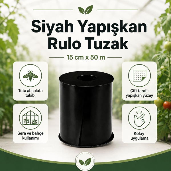 Siyah Yapışkan Rulo Tuzak 15 cm × 50 m