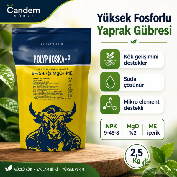 Candem Polyphoska-P 9-45-8 Yaprak Gübresi 2,5 Kg