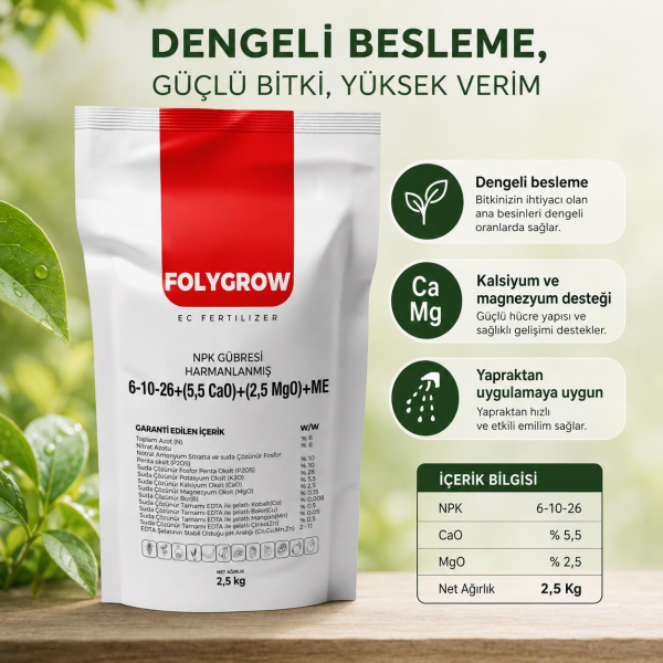 Candem FolyGrow 6-10-26 Yaprak Gübresi 2.5 KG