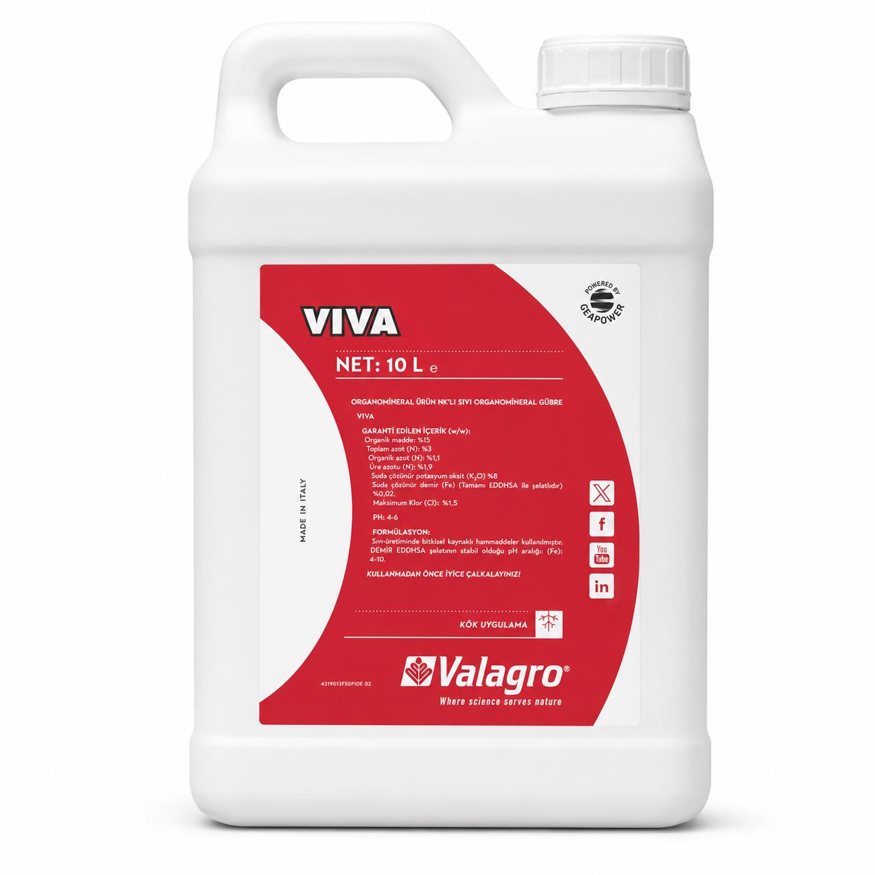 Valagro VIVA Sıvı Organomineral Kökleştirici Gübre 10 L