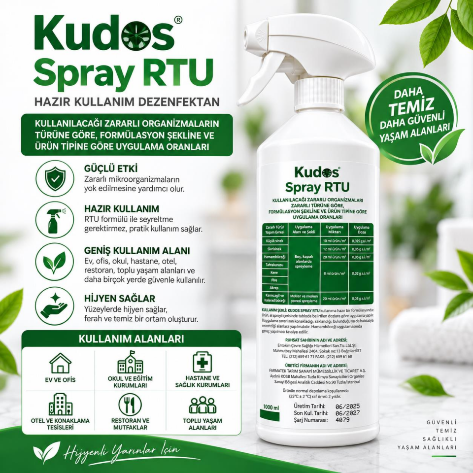 Entokim Kudos Ultra EC Profesyonel Haşere İlacı 800ml