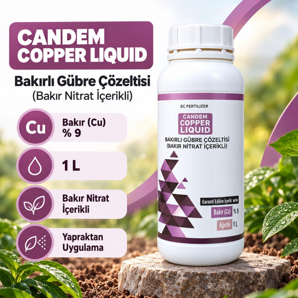 Candem Copper Liquid Bakır Gübresi %9 (1 litre)